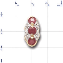 A2194 14K SLIDE WITH 3 ROUND RUBY & 4 DIAMONDS 